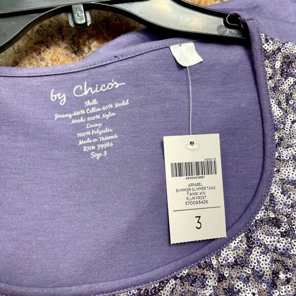 By Chicos Shimmering Lavender Sequin Tank Top in Lavander Size 3 / US XL - Picture 4 of 9